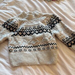 Astr Black and Cream Patterned Turtleneck Sweater